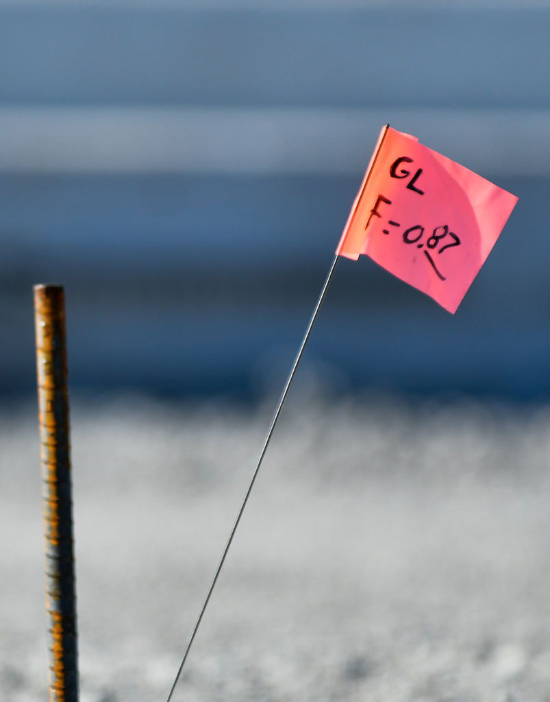 A small flag marker